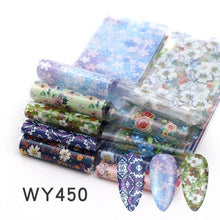 Load image into Gallery viewer, Holographic Nail Foil Transfer Set Sticker Decal Nail Art Foils Designer Marble Nail Decoration Sliders Wraps Manicure  Women Kids Girls Manicure Decoration Nail Art Supplies 3D Self-Adhesive Nail Decals Designer Nail Stickers for Acrylic Nails
