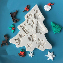 Load image into Gallery viewer, Christmas Decorating Pattern Silica Gel Cake Molds Baking Appliance Chocolate Sugar Cake Decoration Tools Silicone Mold Christmas Tree Snowman Santa Socks Bells Snowflake Shapes Mold Baking Tray
