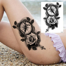 Load image into Gallery viewer, Realistic Big Flower Temporary Waterproof Sticker Tattoos For Body Painting Arm Legs Fake Black Rose Tattoos For Womens
