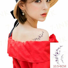Load image into Gallery viewer, Waterproof Temporary Tattoo Lavender Stickers Butterfly Flower Luxury Small Tattoo For Body Arm
