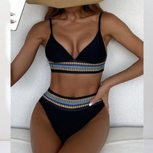 Load image into Gallery viewer, Swimwear Women Ribbed Bathing Suit Female Push Up Bikini Set Women's Bathing Suit Lace up Bikini Ribbed Two Piece Swimsuit Beachwear High Waist Bikini Women's Swimsuit
