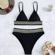 Load image into Gallery viewer, Swimwear Women Ribbed Bathing Suit Female Push Up Bikini Set Women's Bathing Suit Lace up Bikini Ribbed Two Piece Swimsuit Beachwear High Waist Bikini Women's Swimsuit
