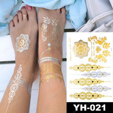 Load image into Gallery viewer, New Waterproof Temporary Tattoo Sticker Golden Silver Flower Jewelry Flash Fashion Different Design Tattoos For Womens
