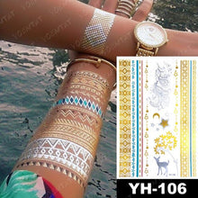 Load image into Gallery viewer, New Waterproof Temporary Tattoo Sticker Golden Silver Flower Jewelry Flash Fashion Different Design Tattoos For Womens
