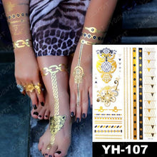 Load image into Gallery viewer, New Waterproof Temporary Tattoo Sticker Golden Silver Flower Jewelry Flash Fashion Different Design Tattoos For Womens
