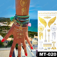 Load image into Gallery viewer, New Waterproof Temporary Tattoo Sticker Golden Silver Flower Jewelry Flash Fashion Different Design Tattoos For Womens
