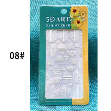 Load image into Gallery viewer, White Embossed Flower Lace 5D Sticker Decal Wedding Nail Art Designs Floral Flower Transfer Decal  Geometry  3D Wave Design Decoration for Women Girls Tape Nail Art Stickers Decal Decoration Geometry Transfer Decals Nail Art Decorations Decoration Decal
