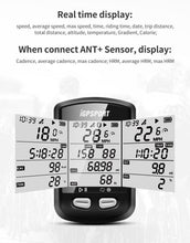 Load image into Gallery viewer, Bike Wireless Stopwatch GPS Bicycle Computer IPX6 Waterproof Cycling Speedometer With ANT+ Bluetooth Bike Speedometer and Odometer Rechargeable Cycling Computer MTB Tracker With LCD Automatic Backlight Display
