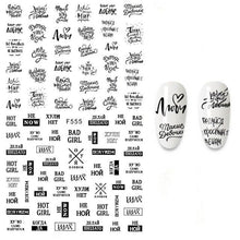 Load image into Gallery viewer, The New 3D Nail Sticker Cool English Letter stickers for nail  Foil Love Heart Design Nails Accessories Fashion Manicure Sticker Stickers Girls Manicure Decoration Nail Art Supplies 3D Self-Adhesive Nail Decals Designer Nail Stickers for Acrylic Nails
