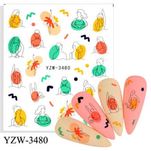 Load image into Gallery viewer, Water Decal Nail Art Decorations Nail Sticker Tattoo Full Cover Beauty Decals Manicure Supplies Accessories  Women Kids Girls Manicure Decoration Nail Art Supplies 3D Self-Adhesive Nail Decals Designer Nail Stickers for Acrylic Nails
