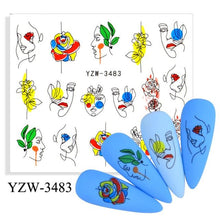 Load image into Gallery viewer, Water Decal Nail Art Decorations Nail Sticker Tattoo Full Cover Beauty Decals Manicure Supplies Accessories  Women Kids Girls Manicure Decoration Nail Art Supplies 3D Self-Adhesive Nail Decals Designer Nail Stickers for Acrylic Nails
