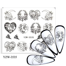 Load image into Gallery viewer, Water Decal Nail Art Decorations Nail Sticker Tattoo Full Cover Beauty Decals Manicure Supplies Accessories  Women Kids Girls Manicure Decoration Nail Art Supplies 3D Self-Adhesive Nail Decals Designer Nail Stickers for Acrylic Nails
