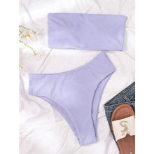 Load image into Gallery viewer, Bikinis Swimsuit Women Push Up Bikini Set  Female Swimwear Women's Strapless Solid Color 2 Pieces Bathing Suit Swimsuit Swimsuits Off Shoulder High Waist Bathing Suit High Cut Swimwear For Summer
