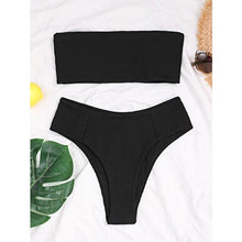 Load image into Gallery viewer, Bikinis Swimsuit Women Push Up Bikini Set  Female Swimwear Women's Strapless Solid Color 2 Pieces Bathing Suit Swimsuit Swimsuits Off Shoulder High Waist Bathing Suit High Cut Swimwear For Summer
