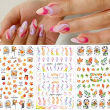Load image into Gallery viewer, Flowers Leaves Line 3D Nail Stickers Autumn Winter Fall Leaf Design Transfer Sliders Abstract Waves Nail Art Decals Manicures  Decal Self-Adhesive 3D Wave Design Decoration for Women Girls Tape Nail Art Stickers Decal Decoration
