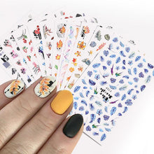 Load image into Gallery viewer, Flowers Leaves Line 3D Nail Stickers Autumn Winter Fall Leaf Design Transfer Sliders Abstract Waves Nail Art Decals Manicures  Decal Self-Adhesive 3D Wave Design Decoration for Women Girls Tape Nail Art Stickers Decal Decoration
