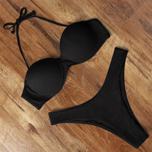 Load image into Gallery viewer, Animal Print Leopard Bikini Push Up Swimsuit Women Bikini Set Bathing Suit Bandeau Beach Wear Swimwear Women Casual Leopard Printed Triangle High Waist Two Piece Bikini Sets
