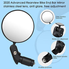 Load image into Gallery viewer, Stainless Steel Rotatable Bicycle Rearview Mirror Bike Rear View Mirror Cycling HandleBar Mirrors Rotating Adjustable HD Safety Convex Mirror With Wide Filed Of View For Mountain Bike
