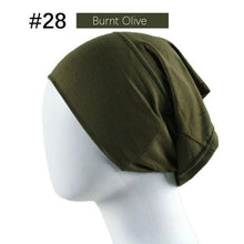 Load image into Gallery viewer, New Winter Autumn Soft Solid Color Inner Hijab  Cap Lightweight Muslim Turban Elegant Hijab Caps Hat Islam Under Scarf  Undercap Bonnet Color Soft Jersey Stretch Hijab's Tube Cap Hat Hijab Bonnet Muslim Women Scarf Turbans Head For Women
