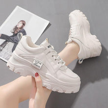 Load image into Gallery viewer, Casual Winter Women Thick Sneakers White Shoes Autumn Winter Fashion Platform Shoes Female Lace Up Rainbow Vulcanized Shoes Comfy Fashion Sneakers Breathable Athletic Casual Shoes
