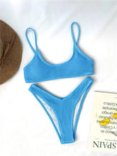 Load image into Gallery viewer, Women One-Shoulder Bikini Swimsuit Women Push Up Swimwear Women's Bathing Suit Comfortable Bikini Ribbed Two Piece Swimsuit Bikini Set Summer Bathing Suit Beach Wear Swimming Suit

