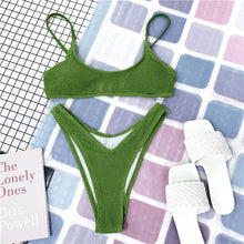 Load image into Gallery viewer, Women One-Shoulder Bikini Swimsuit Women Push Up Swimwear Women's Bathing Suit Comfortable Bikini Ribbed Two Piece Swimsuit Bikini Set Summer Bathing Suit Beach Wear Swimming Suit
