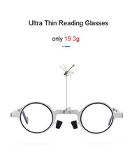 Load image into Gallery viewer, Small Metal Round Folding Reading Glasses Retro Circle Blue Light Computer Grade Glasses Narrow Eyeglasses Frame And Anti Glare Reading Glasses Foldable Computer Reading Glasses For Men  +3.5
