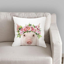 Load image into Gallery viewer, Cute Baby Animals Pattern Pillow Case Cotton Linen Cushion Cover for Home Sofa Pillow Covers, Cushion Covers Tiger Bunny Rabbit Horse Sheep Bear With Head Flowers Decorative Velvet Pillow Covers 45X45CM
