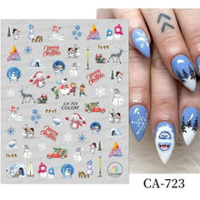 Load image into Gallery viewer, 3D Nail Stickers Decals Snowflakes Elk Bear Christmas Xmas Transfer Stickers Nail Art Self-Adhesive Decals Decoration  Nail Art Stickers Decals Christmas Snowflake Bronzing Christmas Slider Nail Art 3D Decals Decoration
