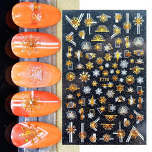 Load image into Gallery viewer, 3D Nail Stickers Decals Snowflakes Elk Bear Christmas Xmas Transfer Stickers Nail Art Self-Adhesive Decals Decoration  Nail Art Stickers Decals Christmas Snowflake Bronzing Christmas Slider Nail Art 3D Decals Decoration
