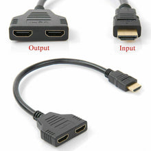 Load image into Gallery viewer, 1PC HDMI Splitter 1080P HDMI Male To Double Female Adapter Cable 1 In 2 Out HDMI Converter HDMI Splitter Adapter Cable For HDTV HD LED LCD
