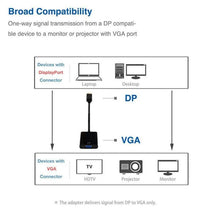 Load image into Gallery viewer, DisplayPort to VGA Adapter Cable Converter Compatible with Computer, Desktop, Laptop, PC, Monitor, Projector.
