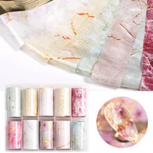 Load image into Gallery viewer, Nail Foils Marble Flower Series Iridescent Nail Art Transfer Sticker Paper Slider Nail Water Decal Design Manicures Decorations  Art Manicures Decoration New Gold Nail Transfer Foils for Nail Arts Nails Supply Holographic Effect Nail Art Foil Stickers Hol
