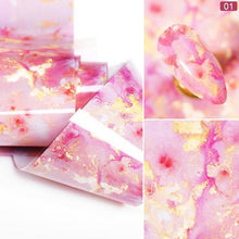 Load image into Gallery viewer, Nail Foils Marble Flower Series Iridescent Nail Art Transfer Sticker Paper Slider Nail Water Decal Design Manicures Decorations  Art Manicures Decoration New Gold Nail Transfer Foils for Nail Arts Nails Supply Holographic Effect Nail Art Foil Stickers Hol

