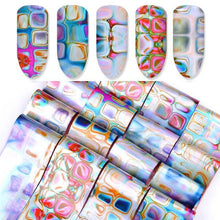Load image into Gallery viewer, Nail Foils Marble Flower Series Iridescent Nail Art Transfer Sticker Paper Slider Nail Water Decal Design Manicures Decorations  Art Manicures Decoration New Gold Nail Transfer Foils for Nail Arts Nails Supply Holographic Effect Nail Art Foil Stickers Hol
