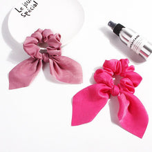 Load image into Gallery viewer, Pure Color Elastic Hair Band Rabbit Ear Bow Pearl Hair Rope Satin Ponytail Scrunchie Bobbles Elastic Hair Ties Ropes Ponytail Holder Accessories for Women And Girls
