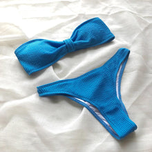 Load image into Gallery viewer, Bikinis Swimsuit Women Push Up Bikini Set  Female Swimwear Women's Strapless Solid Color 2 Pieces Bathing Suit Swimsuit Swimsuits Off Shoulder High Waist Bathing Suit High Cut Swimwear For Summer
