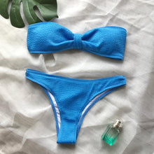 Load image into Gallery viewer, Bikinis Swimsuit Women Push Up Bikini Set  Female Swimwear Women's Strapless Solid Color 2 Pieces Bathing Suit Swimsuit Swimsuits Off Shoulder High Waist Bathing Suit High Cut Swimwear For Summer
