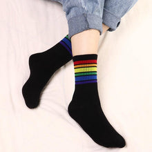 Load image into Gallery viewer, Fashion Socks Cotton Rainbow Color Black And White Christmas Gift Classic Warm Casual Tide Harajuku Funny Cute Pop Korean Socks Short Socks For Men And Women
