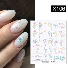Load image into Gallery viewer, French Line Nail Water Decal Flower Marble Leaf Girl Stickers on Nails Water Ink Transfer Slider Nail Stickers Decor Kids Nails Art Decoration Nail Strips Shiny French Tip Guides Stickers French Nail Stickers Form Fringe Guides
