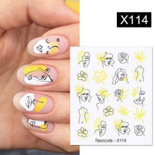 Load image into Gallery viewer, French Line Nail Water Decal Flower Marble Leaf Girl Stickers on Nails Water Ink Transfer Slider Nail Stickers Decor Kids Nails Art Decoration Nail Strips Shiny French Tip Guides Stickers French Nail Stickers Form Fringe Guides
