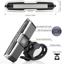 Load image into Gallery viewer, Bike Tail Light Ultra Bright USB Rechargeable LED Bicycle Rear Light 5 Light Mode Headlights High Visibility Bike Rear Light USB Rechargeable LED Bicycle Tail Light Waterproof Cycling Safety Flashlight With Multiple Modes
