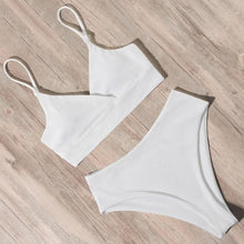 Load image into Gallery viewer, Swimwear Women Ribbed Bathing Suit Female Push Up Bikini Set Women's Bathing Suit Lace up Bikini Ribbed Two Piece Swimsuit Beachwear High Waist Bikini Women's Swimsuit
