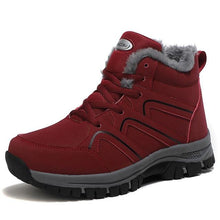 Load image into Gallery viewer, Winter Womens Mens Boots Plush Leather Waterproof Climbing Hunting Shoes Unisex Lace-up Outdoor Warm Hiking Boot Warm Ankle Cushionable Non-Slip Fashion Booties For Outdoor Walking
