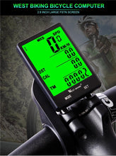 Load image into Gallery viewer, Wireless Wired Bike Computer Backlight Speedometer Odometer Rainproof Cycling Stopwatch Road Bicycle Computer Multifunction With Extra Large LCD Backlight Display Waterproof Design
