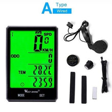 Load image into Gallery viewer, Wireless Wired Bike Computer Backlight Speedometer Odometer Rainproof Cycling Stopwatch Road Bicycle Computer Multifunction With Extra Large LCD Backlight Display Waterproof Design
