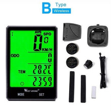 Load image into Gallery viewer, Wireless Wired Bike Computer Backlight Speedometer Odometer Rainproof Cycling Stopwatch Road Bicycle Computer Multifunction With Extra Large LCD Backlight Display Waterproof Design
