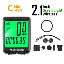 Load image into Gallery viewer, Wireless Wired Bike Computer Backlight Speedometer Odometer Rainproof Cycling Stopwatch Road Bicycle Computer Multifunction With Extra Large LCD Backlight Display Waterproof Design
