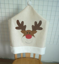 Load image into Gallery viewer, Christmas Hat Chair Cover Xmas Santa Claus Deer Elk Dining Chair Covers for Kitchen Placemat Dining Seat Christmas Home Decor r Back Cover Removable Washable Chair Protector Cover For Kitchen Dining Room Chairs and Living Room 50x60cm
