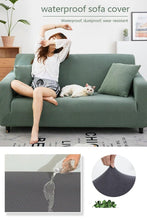 Load image into Gallery viewer, Elastic Waterproof Sofa Cover Plain Color Stretch Sofa Covers for Living Room Slipcover Couch Cover Furniture Protector Sofa Covers Non Slip Sofa Slipcovers with Elastic Hem Living Room Furniture Protector
